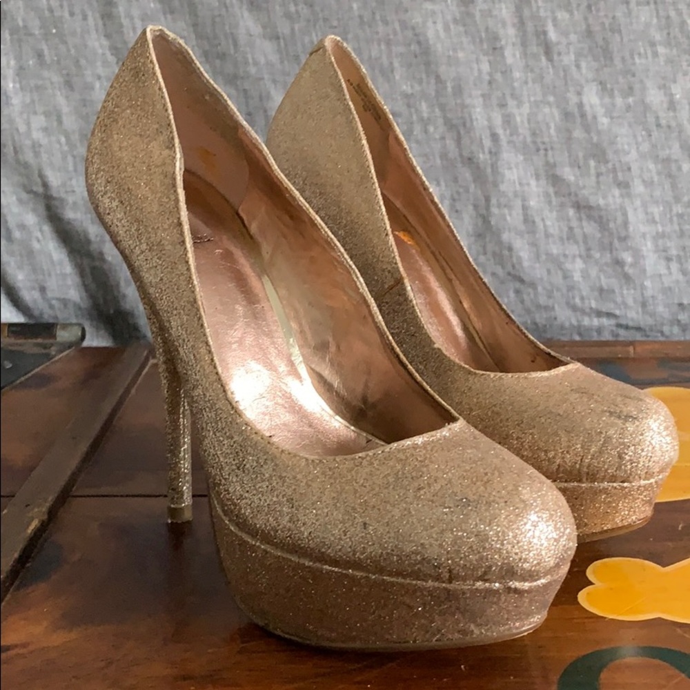 Platform Sparkle Heel (Gold)